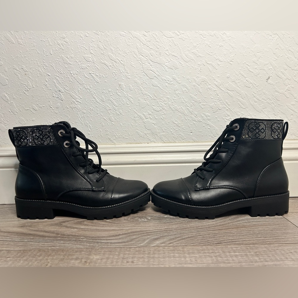 Combat boots with bling